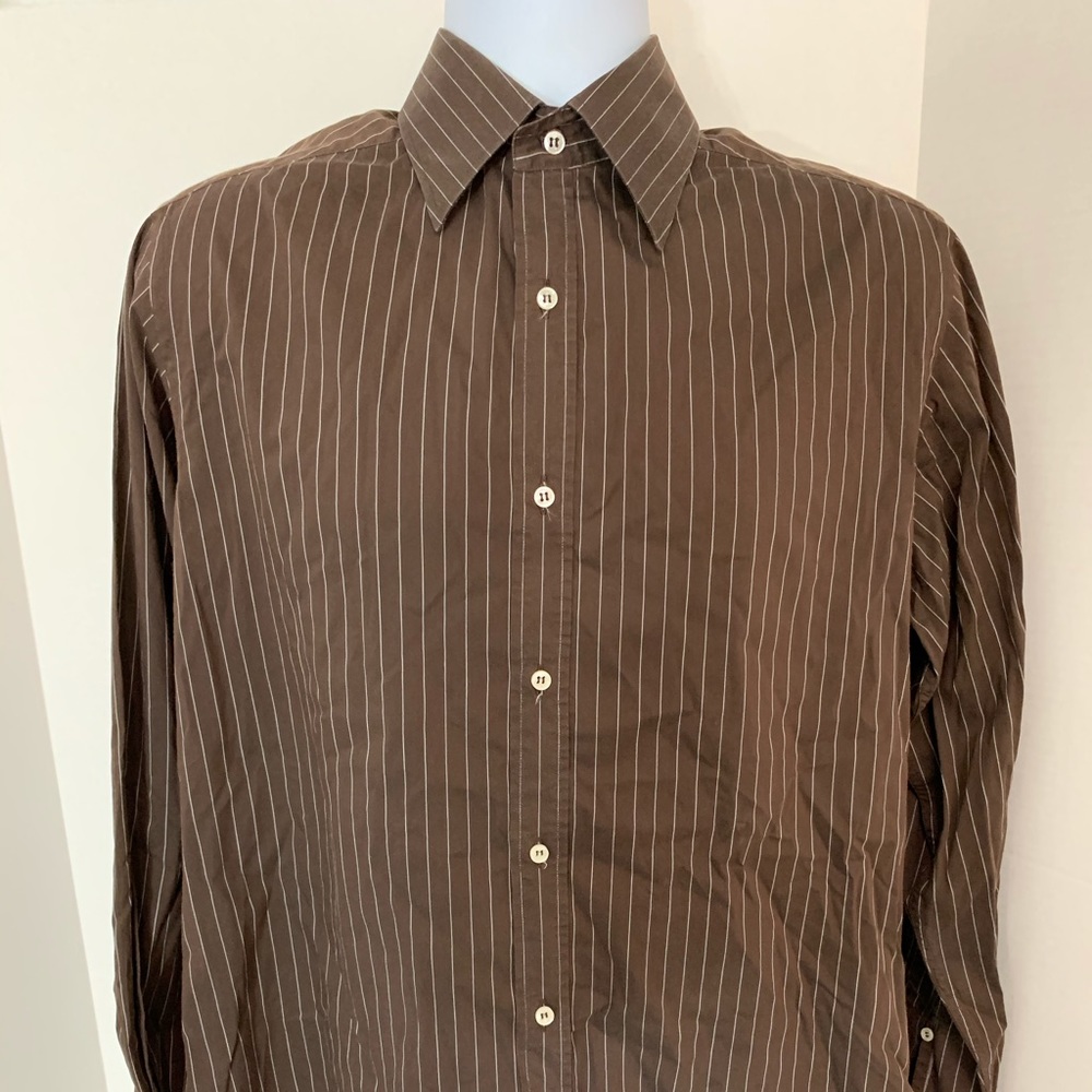 Paul and Shark Brown Pinstripe Slim Fit shirt Sz.M